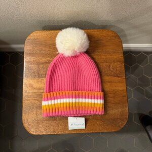 Pink Beanie with faux fur pom - Altar'd State NWT